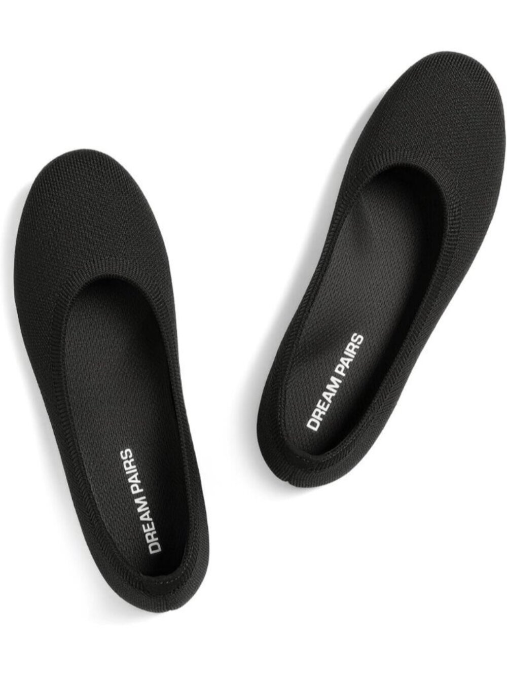 Women's Black Round Toe Slip On Flexible Dress Knit Ballet Comfort Flat Shoes
